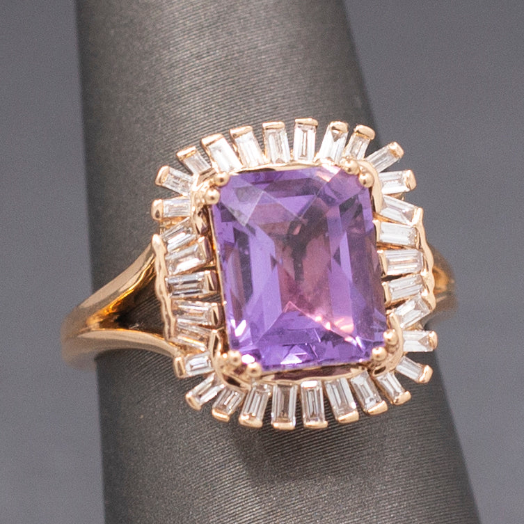 Stunning Le Vian Levian Grape Amethyst and Vanilla Diamond Ring in 14k Rose Gold