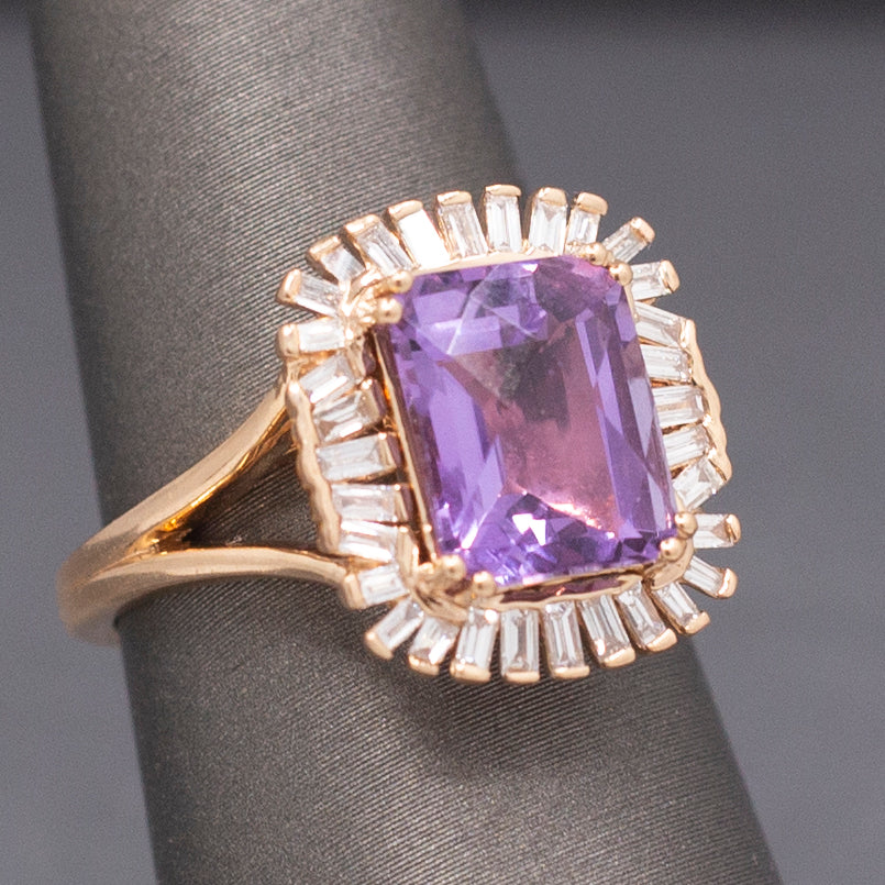 Stunning Le Vian Levian Grape Amethyst and Vanilla Diamond Ring in 14k Rose Gold