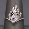 Sparkling Mid-Century Diamond Chevron Cocktail Ring in 14k White Gold