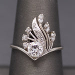 Sparkling Mid-Century Diamond Chevron Cocktail Ring in 14k White Gold