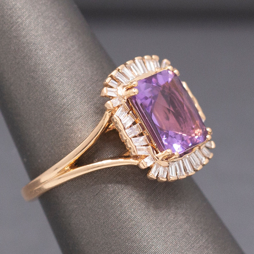 Stunning Le Vian Levian Grape Amethyst and Vanilla Diamond Ring in 14k Rose Gold