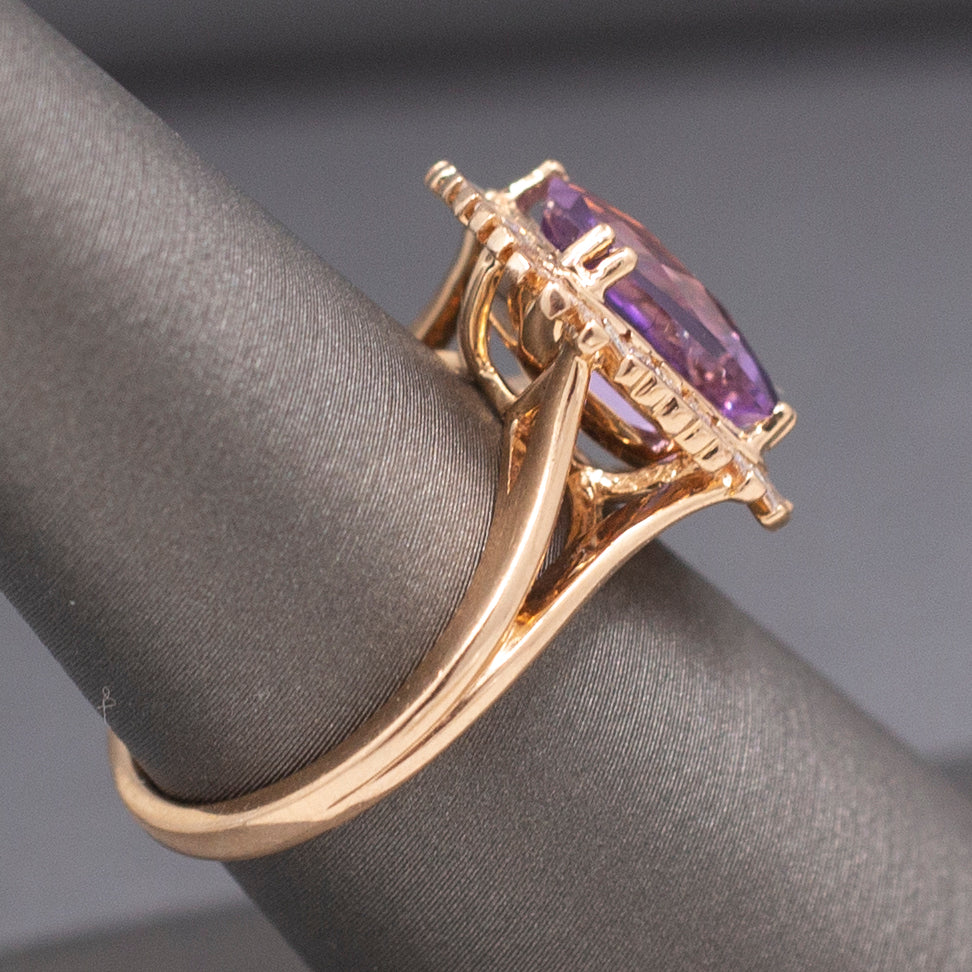 Stunning Le Vian Levian Grape Amethyst and Vanilla Diamond Ring in 14k Rose Gold