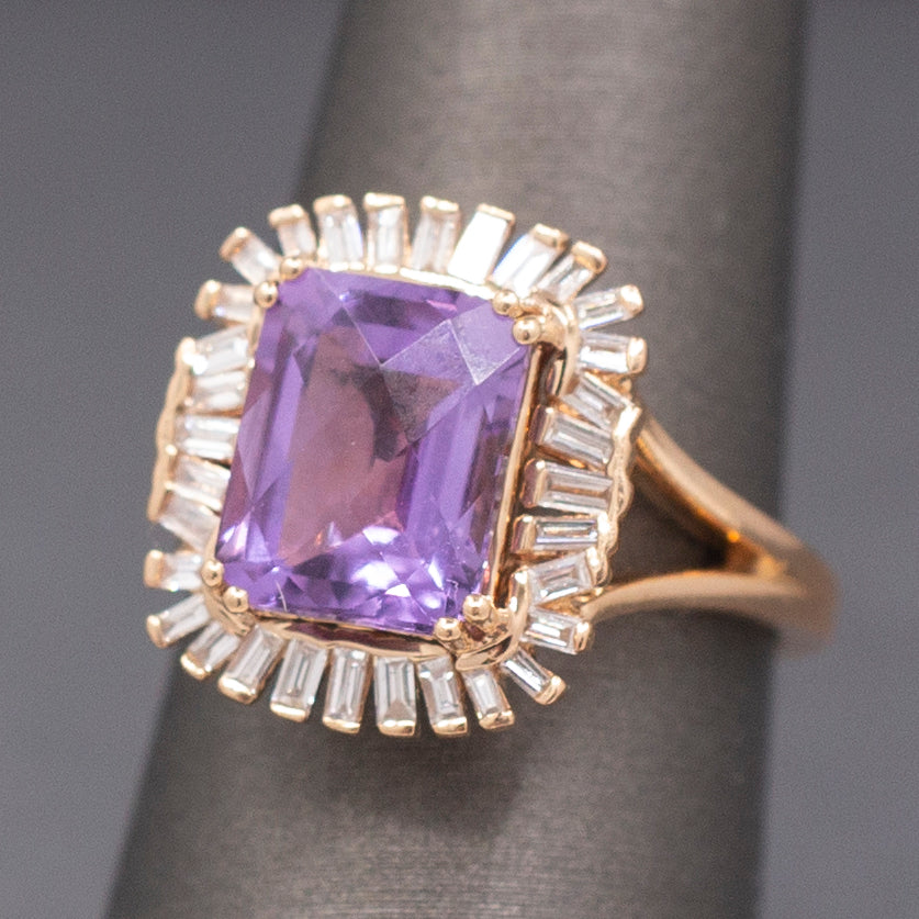 Stunning Le Vian Levian Grape Amethyst and Vanilla Diamond Ring in 14k Rose Gold
