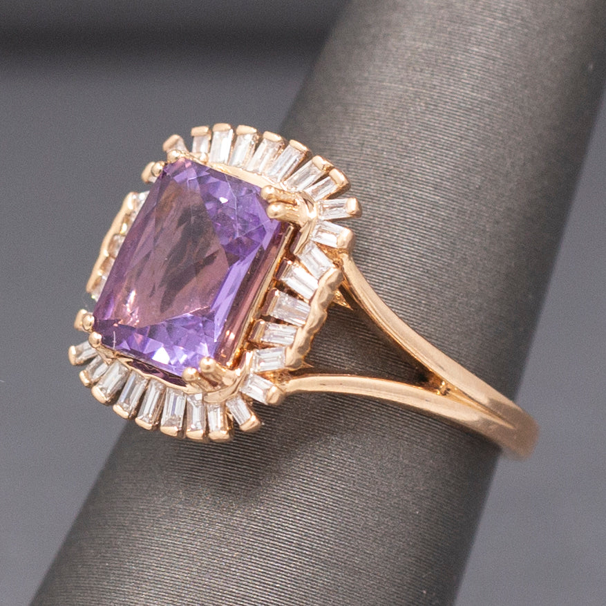 Stunning Le Vian Levian Grape Amethyst and Vanilla Diamond Ring in 14k Rose Gold