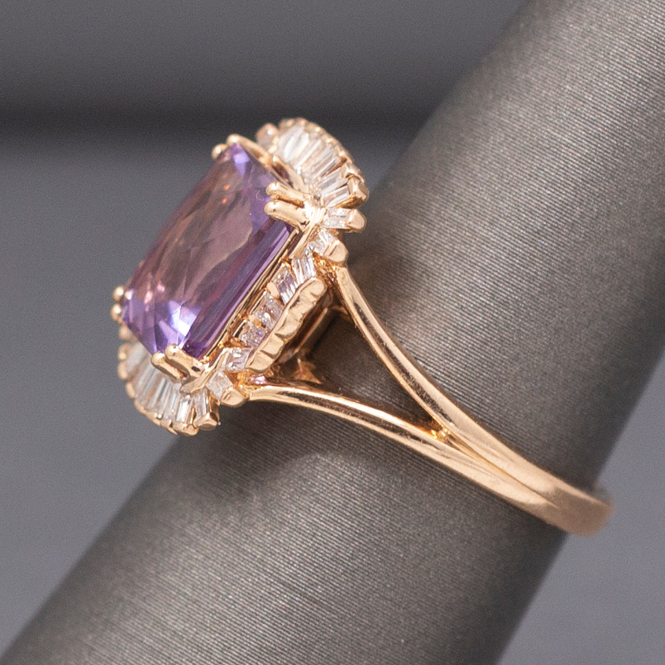 Stunning Le Vian Levian Grape Amethyst and Vanilla Diamond Ring in 14k Rose Gold