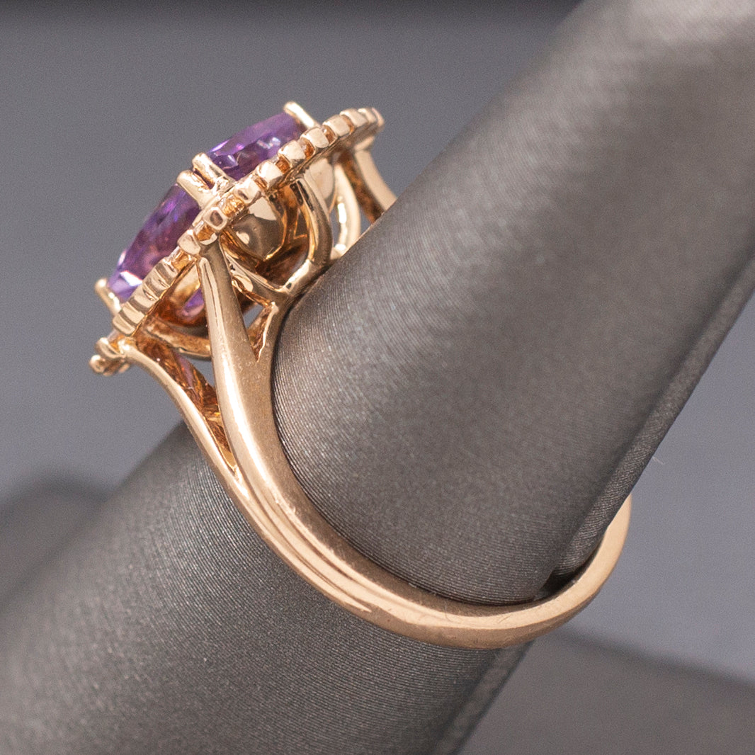 Stunning Le Vian Levian Grape Amethyst and Vanilla Diamond Ring in 14k Rose Gold