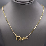 Victorian Watch Chain Bar Link Necklace in 14k Yellow Gold 16" with Dog Clip