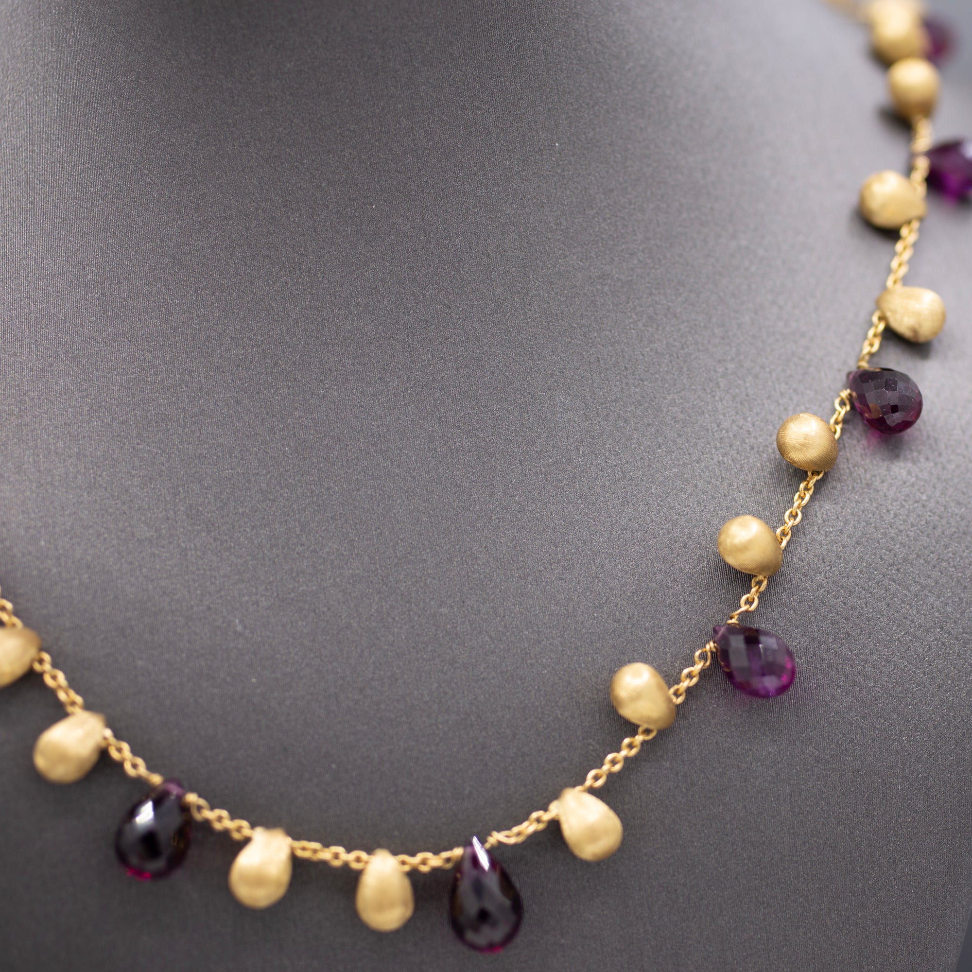 Marco Bicego Garnet Briolette Drop Necklace in 18k Yellow Gold