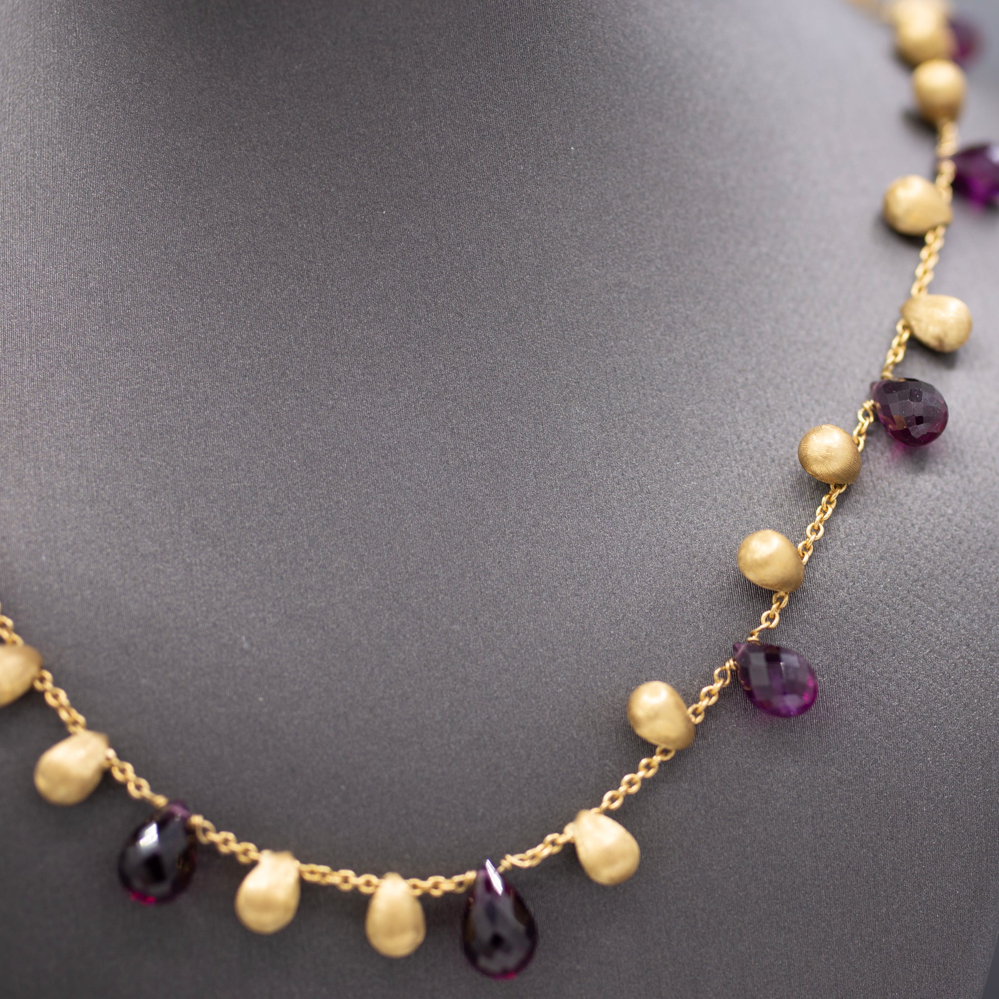 Marco Bicego Garnet Briolette Drop Necklace in 18k Yellow Gold