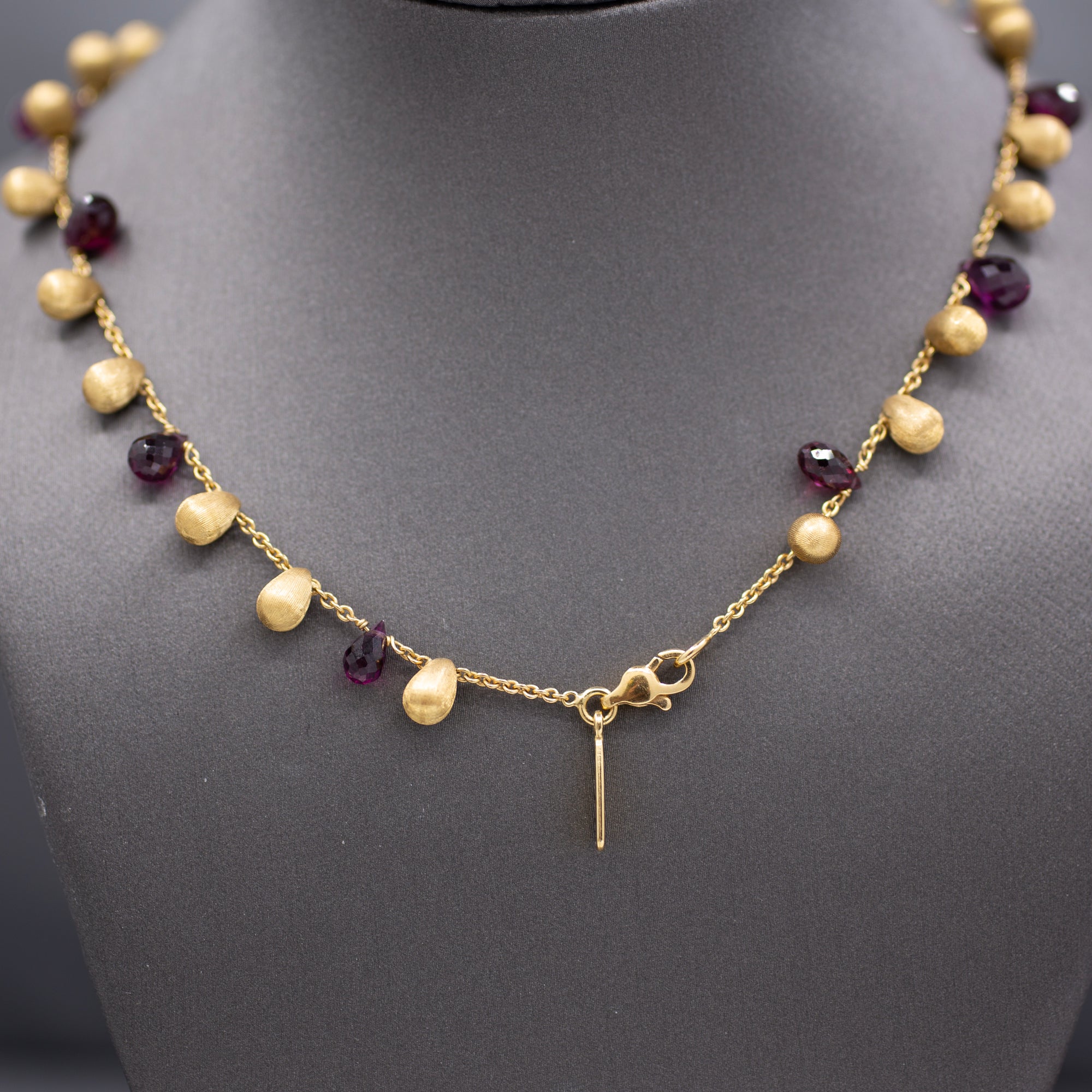 Marco Bicego Garnet Briolette Drop Necklace in 18k Yellow Gold