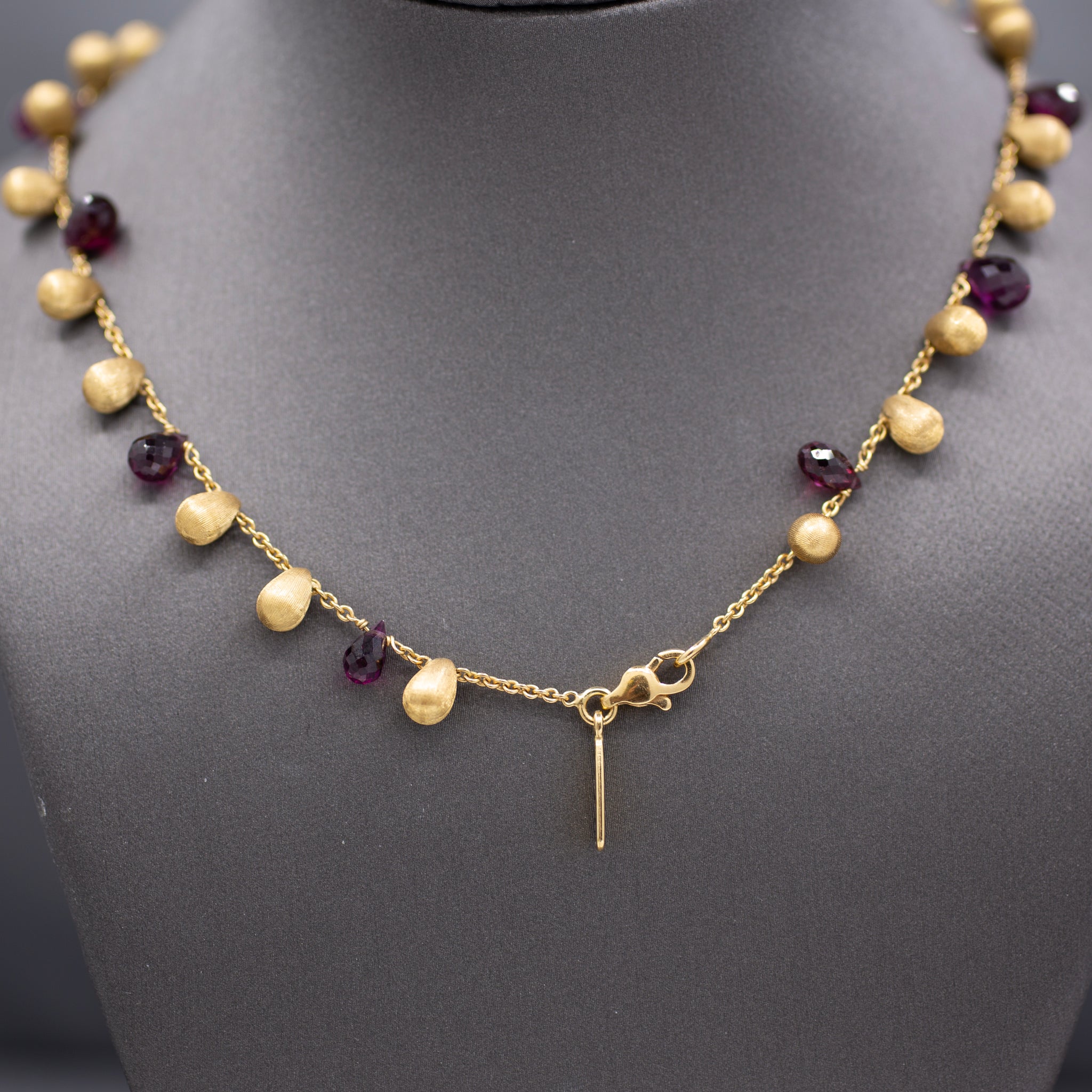 Marco Bicego Garnet Briolette Drop Necklace in 18k Yellow Gold