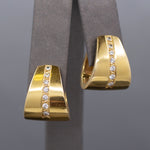 Sleek Modern Diamond U Hoop Earrings in 18k Yellow Gold