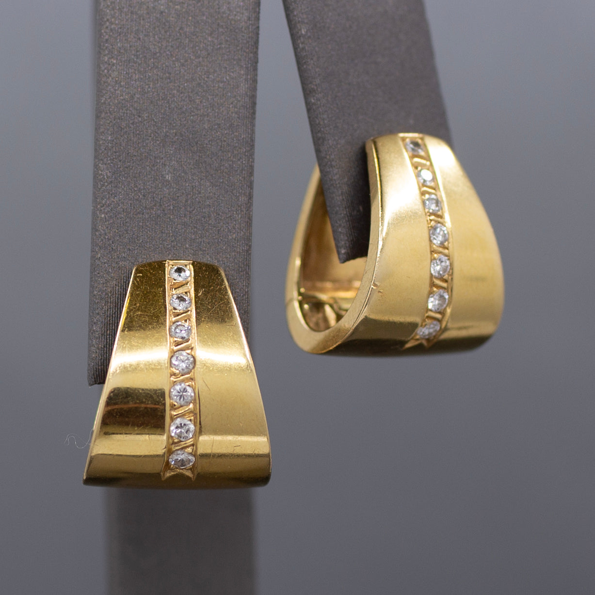 Sleek Modern Diamond U Hoop Earrings in 18k Yellow Gold