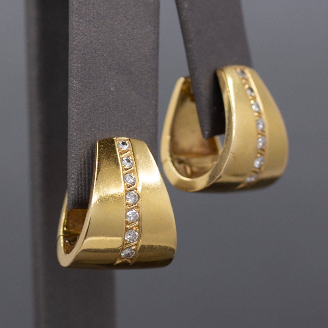 Sleek Modern Diamond U Hoop Earrings in 18k Yellow Gold