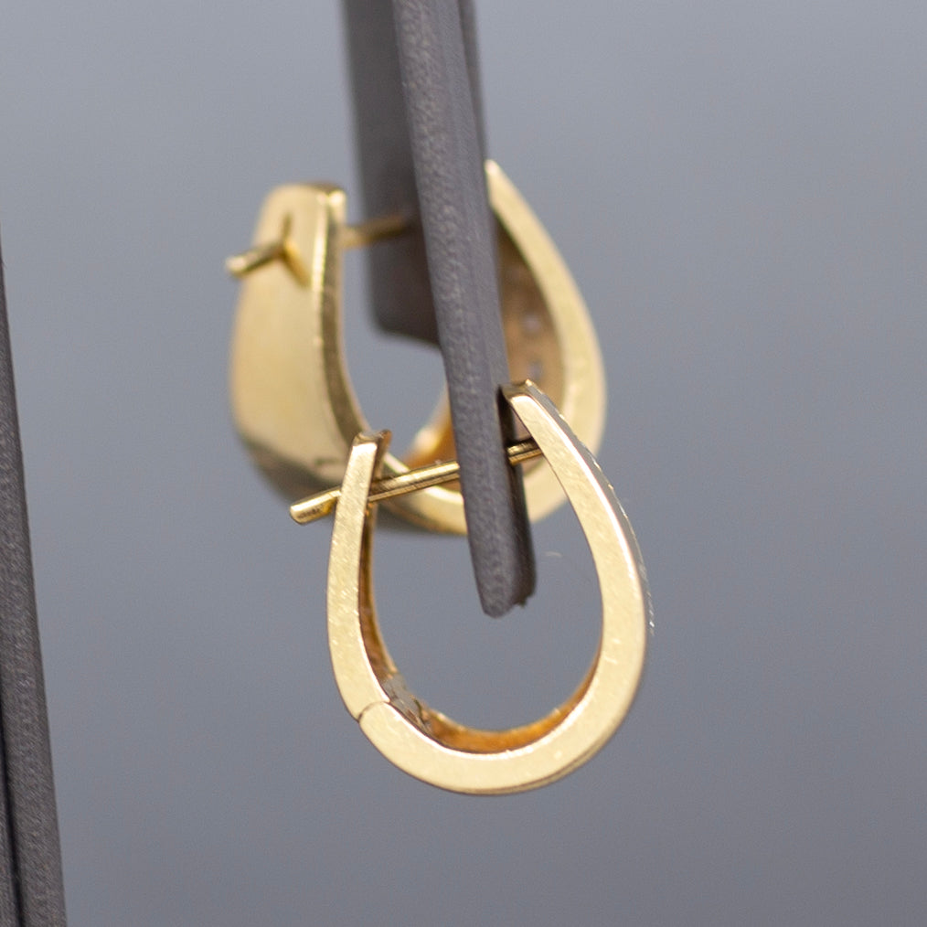 Sleek Modern Diamond U Hoop Earrings in 18k Yellow Gold