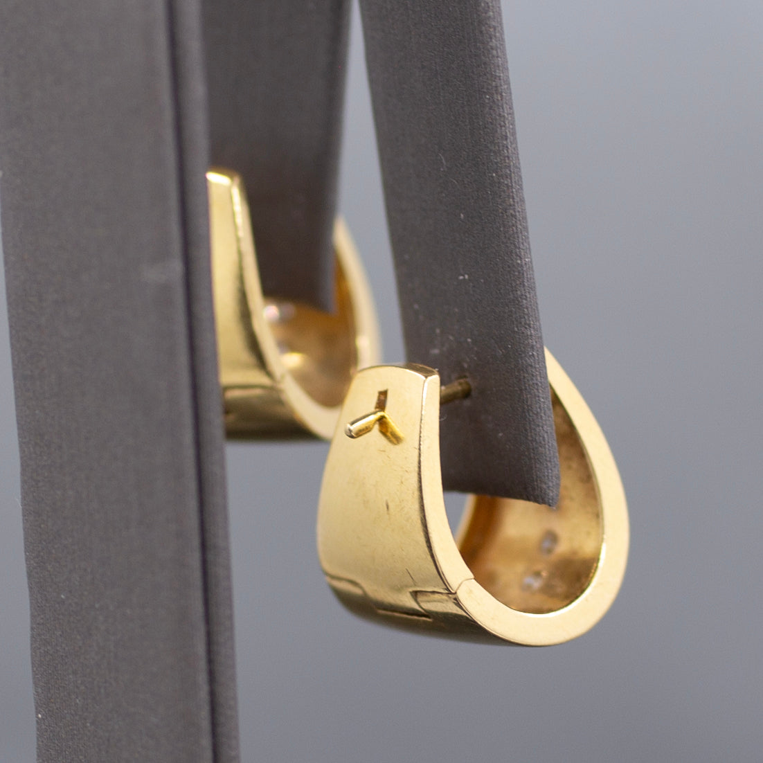 Sleek Modern Diamond U Hoop Earrings in 18k Yellow Gold