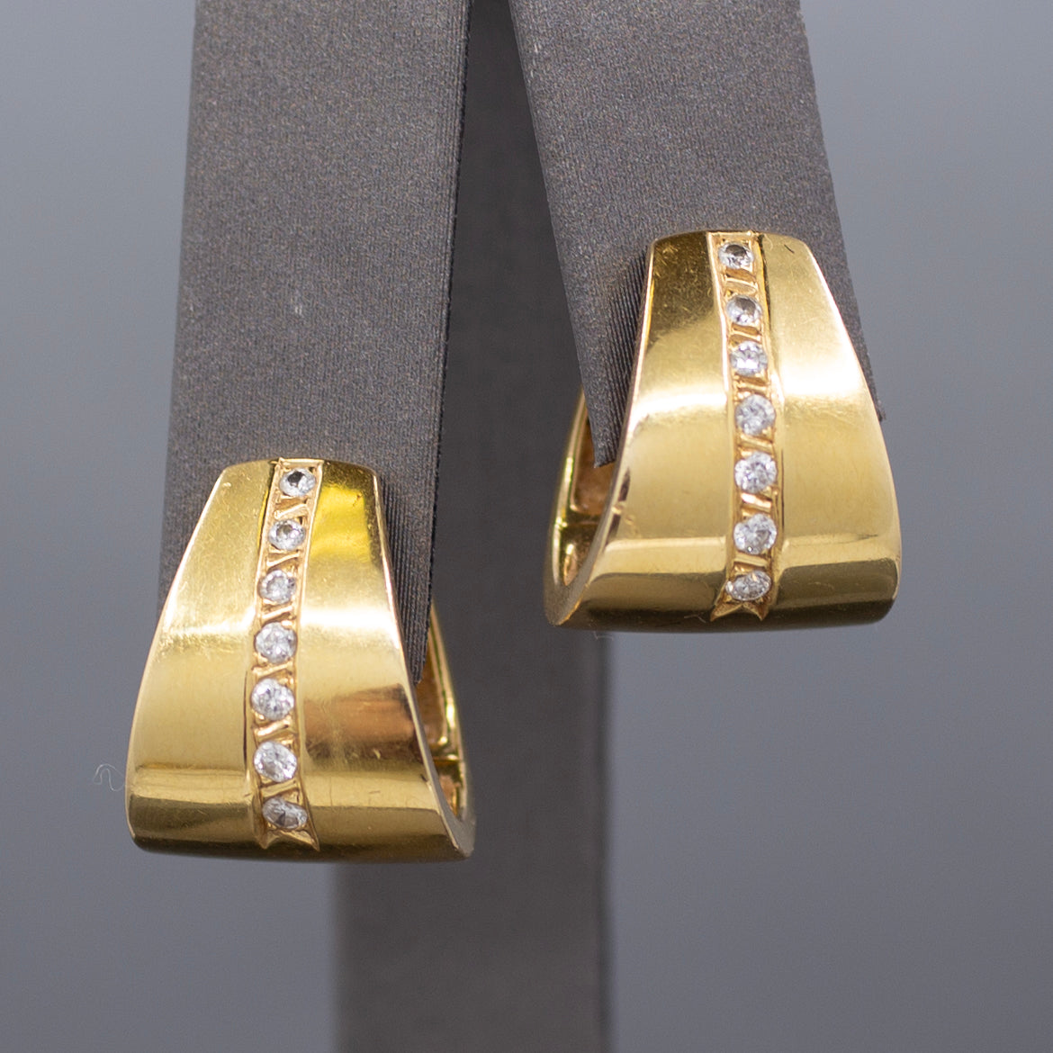 Sleek Modern Diamond U Hoop Earrings in 18k Yellow Gold