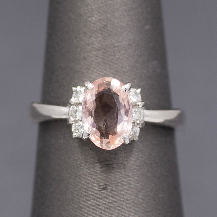 Lotus Certified Padparadscha Sapphire and Diamond Ring in Platinum