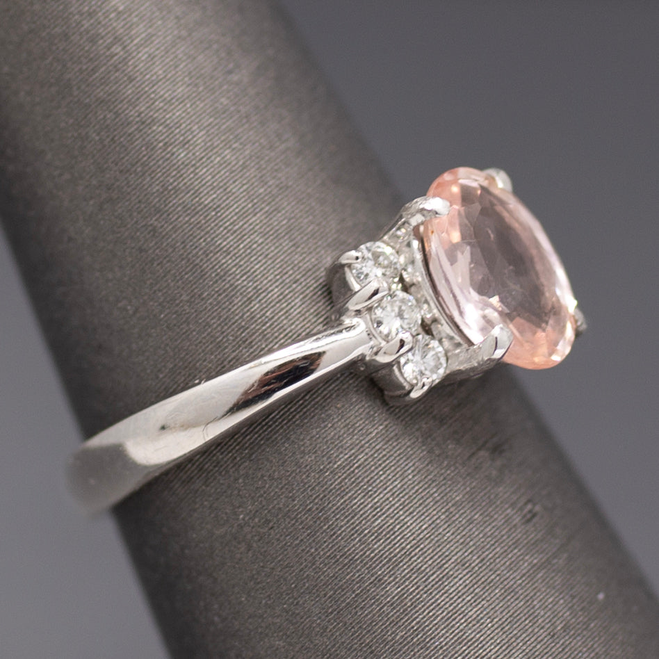 Lotus Certified Padparadscha Sapphire and Diamond Ring in Platinum