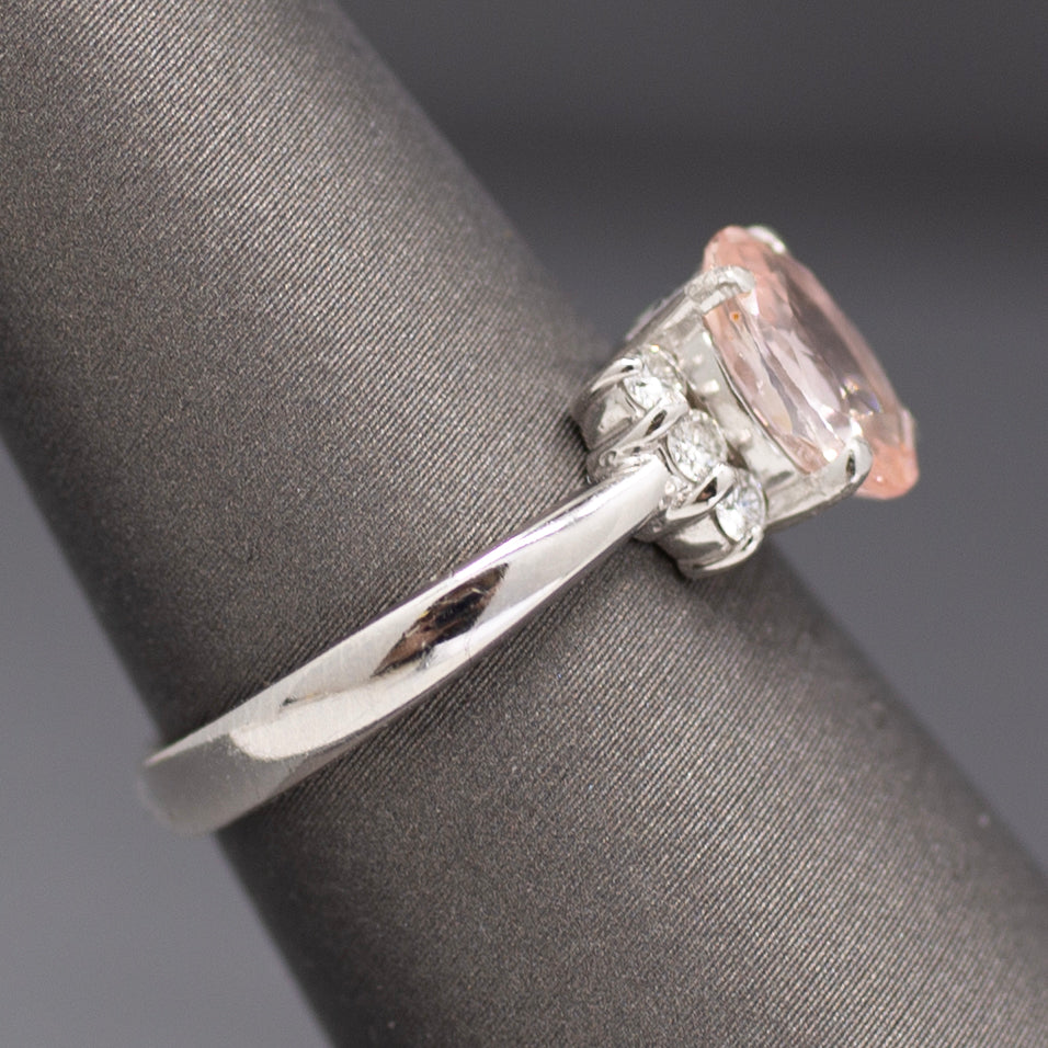 Lotus Certified Padparadscha Sapphire and Diamond Ring in Platinum