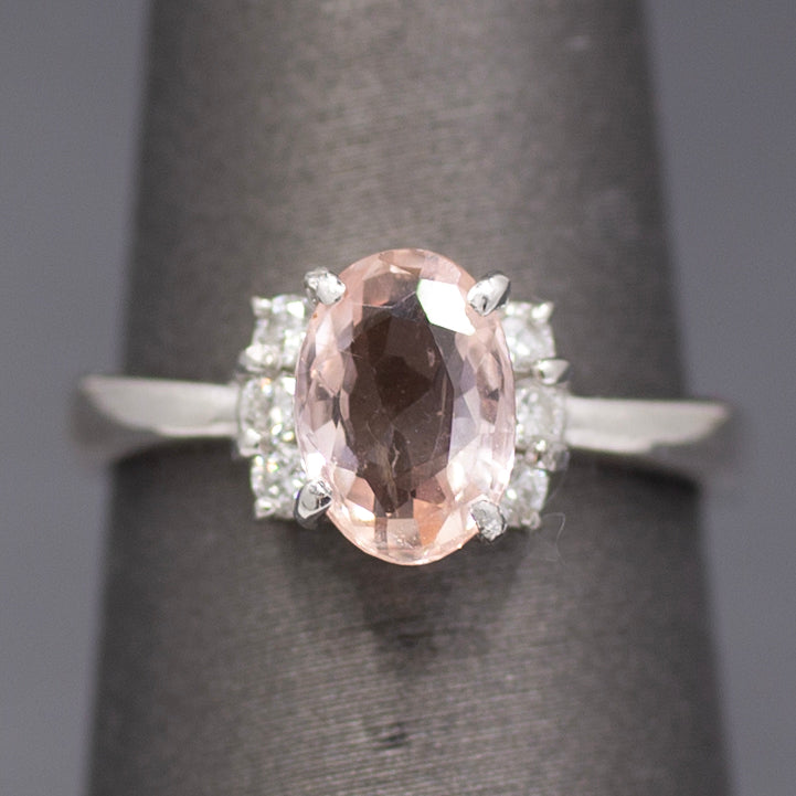 Lotus Certified Padparadscha Sapphire and Diamond Ring in Platinum