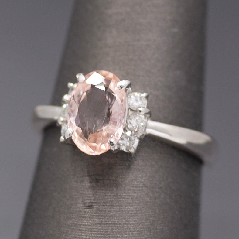 Lotus Certified Padparadscha Sapphire and Diamond Ring in Platinum
