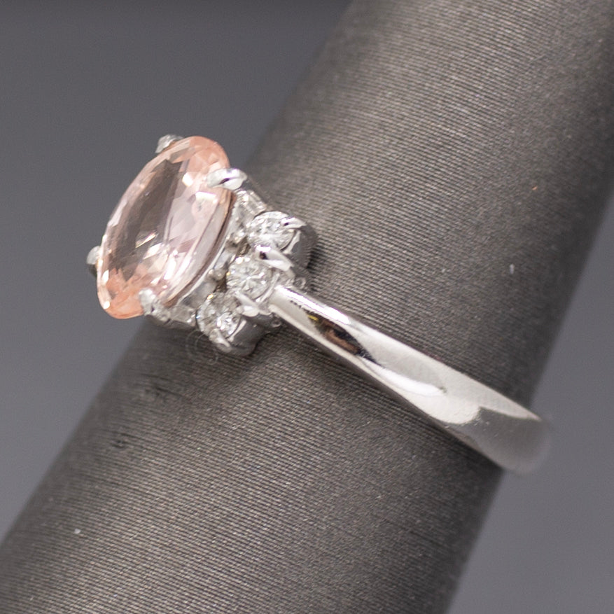 Lotus Certified Padparadscha Sapphire and Diamond Ring in Platinum