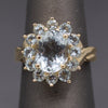 Vintage Aquamarine Oval Cluster Ring in 14k Yellow Gold