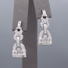 Sparkling Art Deco Baguette and Round Diamond Dangle Earrings in Platinum