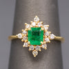 Sparkling Emerald and Diamond North Star Ring in 14k Yellow Gold