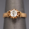 Antique Old Mine Cut Diamond Solitaire in Architectural 14k Rose Gold Ring