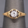 Art Deco Old MineCut Diamond Solitaire in 14k White and Yellow Gold