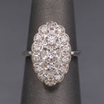 Late Art Deco Diamond Petite Navette Cluster Ring in 14k White Gold