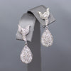 Vintage Pave' Diamond Pear Drop Earrings in 14k White Gold