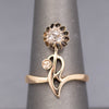Antique Victorian Rose Cut Diamond Flower Ring in 14k Rose Gold