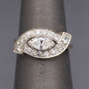 Vintage Marquise Cut Diamond East West Cross Over Ring in 14k White Gold