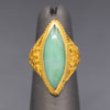 Vintage Marquise Jadeite Jade Bezel Set Engraved Ring in 22k Yellow Gold