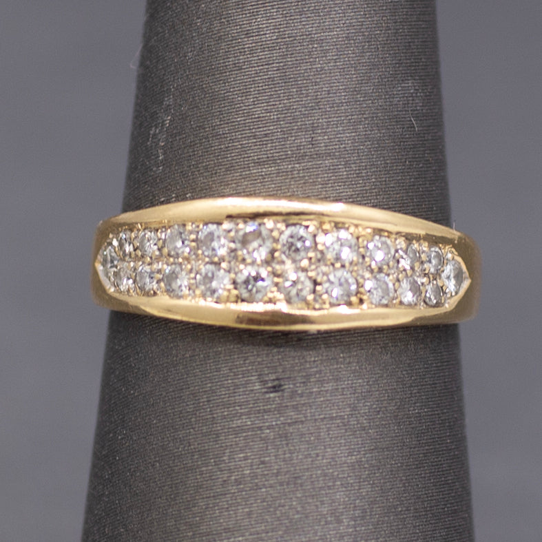Low Profile Two Row Diamond Band Ring in 14k Yellow Gold