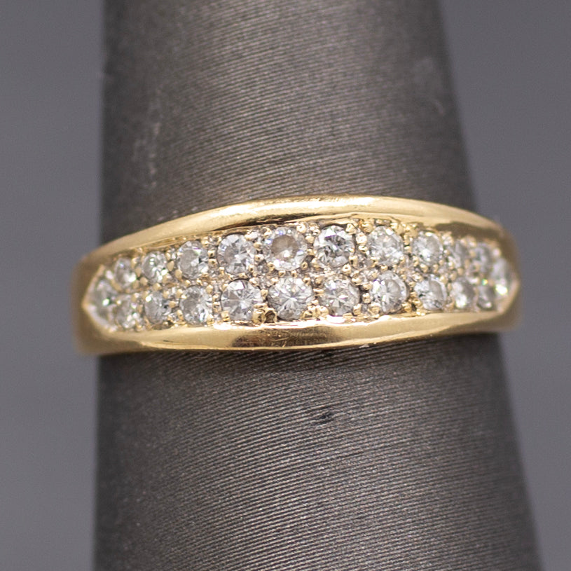Low Profile Two Row Diamond Band Ring in 14k Yellow Gold