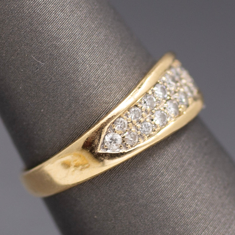 Low Profile Two Row Diamond Band Ring in 14k Yellow Gold