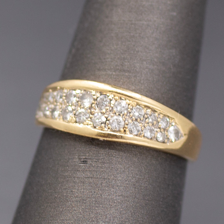 Low Profile Two Row Diamond Band Ring in 14k Yellow Gold