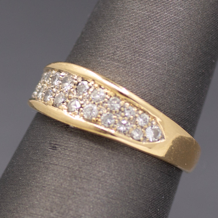 Low Profile Two Row Diamond Band Ring in 14k Yellow Gold