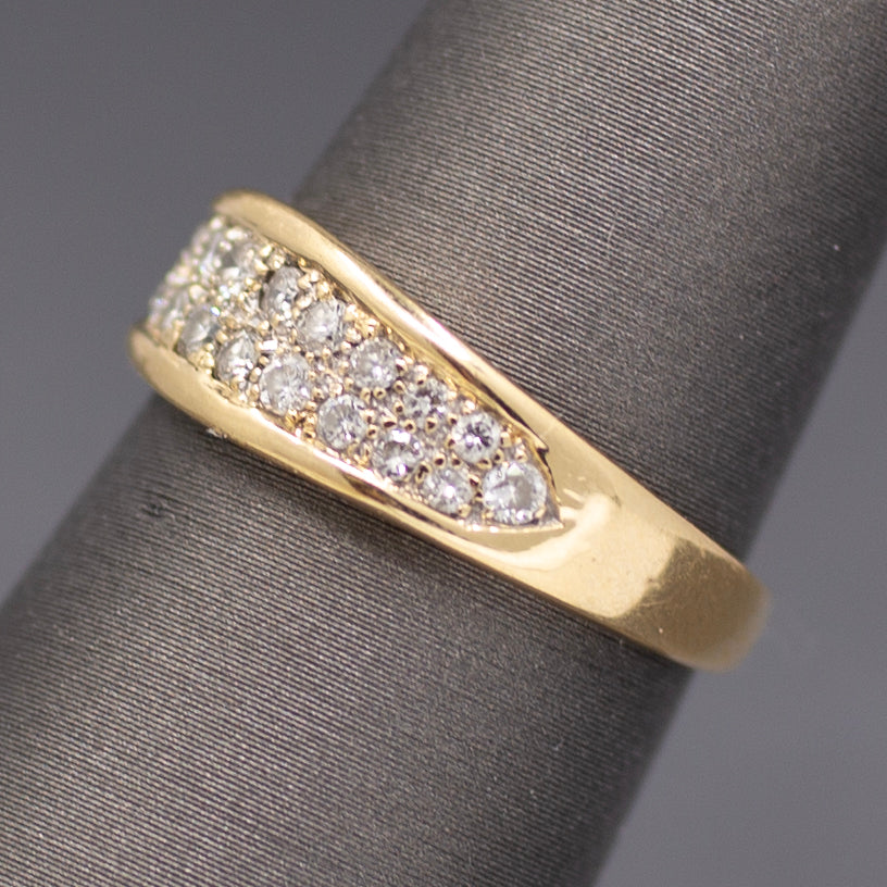 Low Profile Two Row Diamond Band Ring in 14k Yellow Gold
