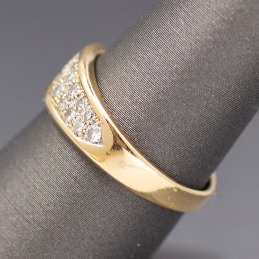 Low Profile Two Row Diamond Band Ring in 14k Yellow Gold