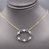 GIA Certified Yogo Blue Montana Sapphire and Pearl Pendant Necklace in 14k Yellow Gold