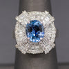 GIA Certified Aquamarine and Diamond Statement Ring in 14k White Gold