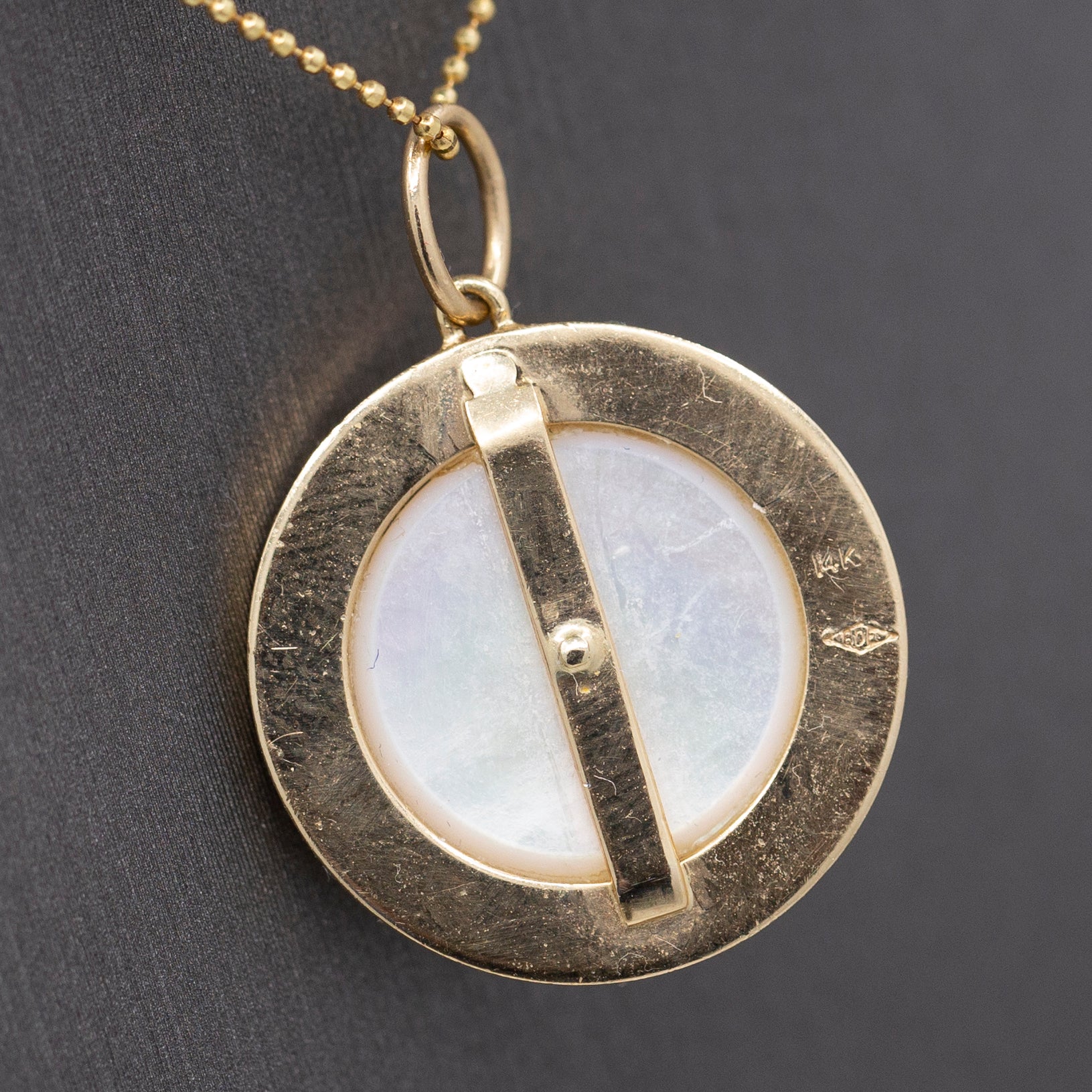 Exceptional Mabe' Pearl and Diamond Halo Pendant Necklace in 14k Yellow Gold