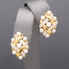 Ornate Pearl and Diamond Woven Earrings with Omega Back Clasps in 14k Yellow Gold