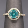 Super Sparkly Portuguese Cut Apatite and Diamond Ring in 14k White Gold