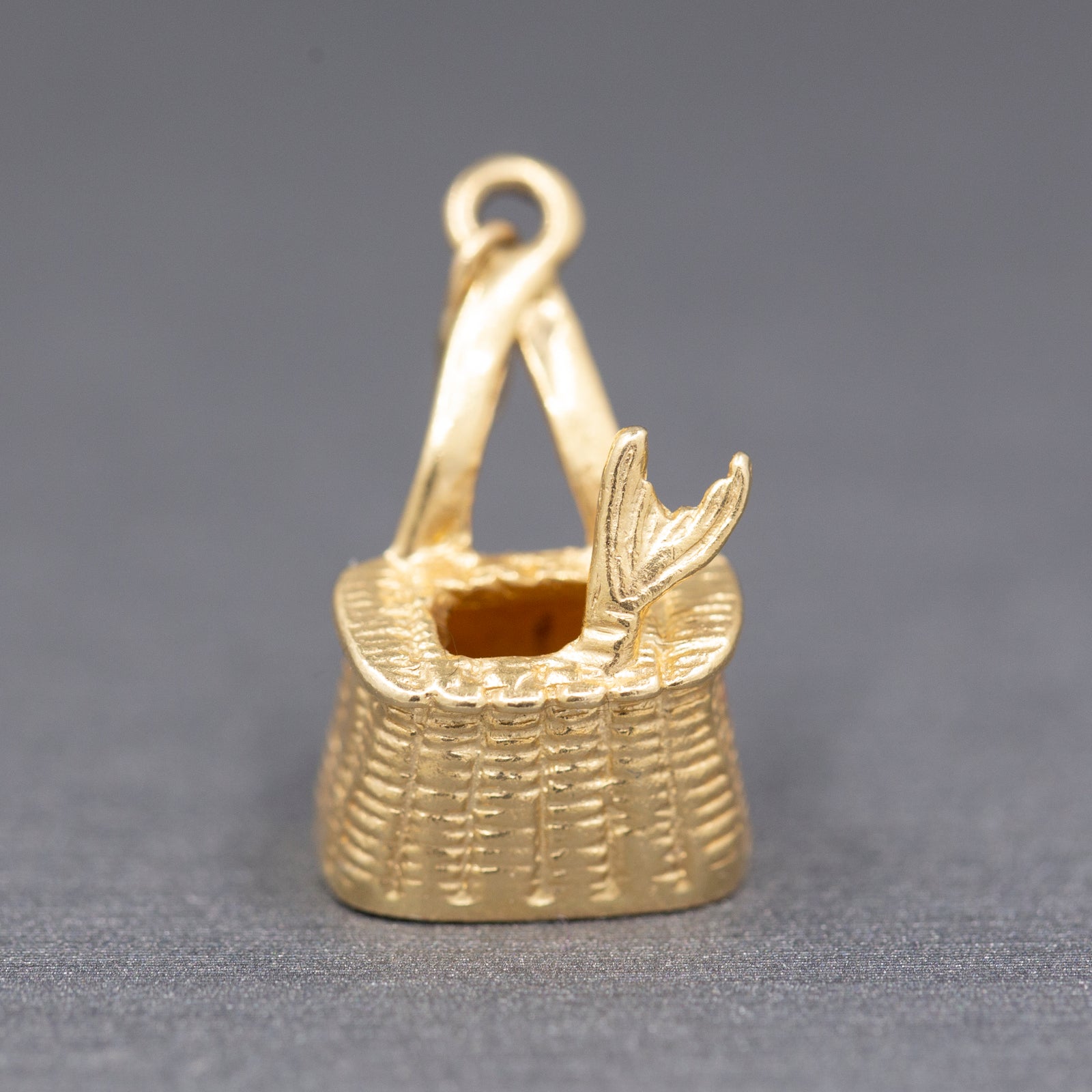 Vintage Fish Fishing Basket Charm in 14k Yellow Gold
